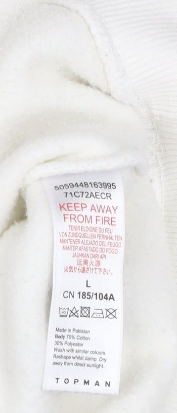Topman Men's White Pullover Hoodie L