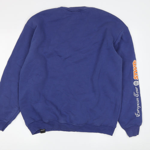 Pull&Bear Men's Blue Graphic Print Pullover Sweatshirt S