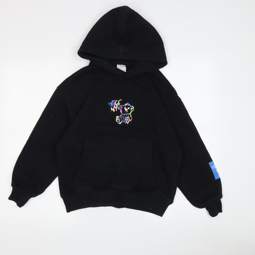 Zara Boys Black Graphic Print Pullover Hoodie Size 10