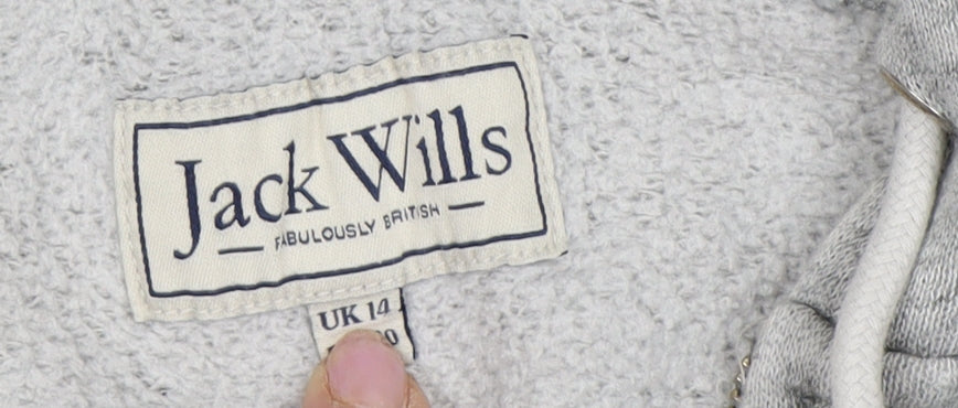 Jack Wills Women's Grey Full Zip Hoodie Size 14