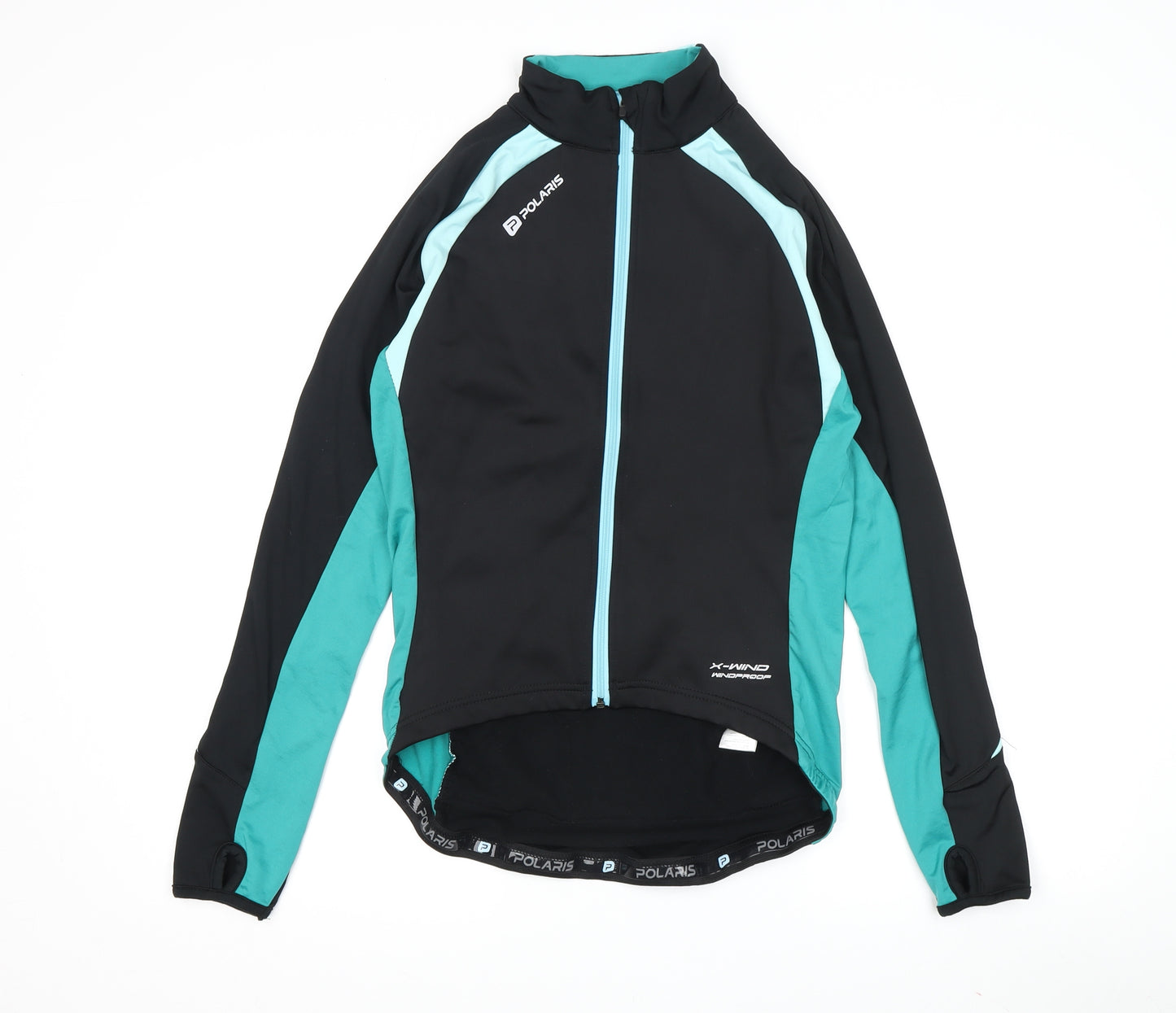 Polaris Women's Black Blue Cycling Windbreaker Jacket Size 8