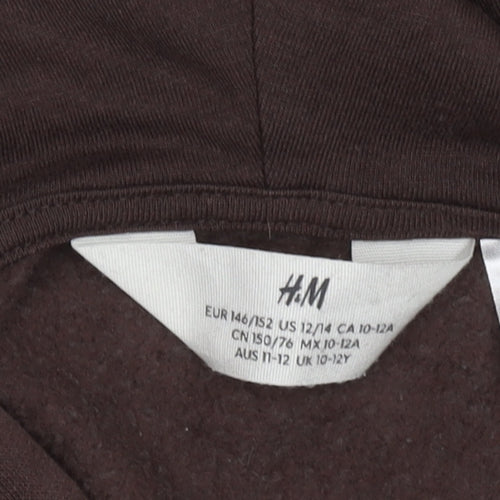 H&M Teens Brown Owl Hoodie Size 146, Full Zip