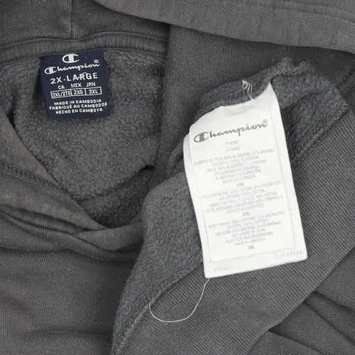 Champion Men's 2XL Grey Pullover Hoodie, Fleece, Logo