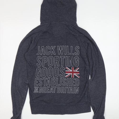 Jack Wills Women's Grey Full Zip Hoodie UK Size 10