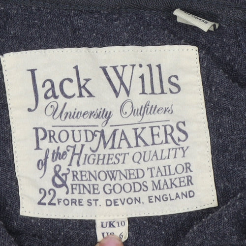 Jack Wills Women's Grey Full Zip Hoodie UK Size 10