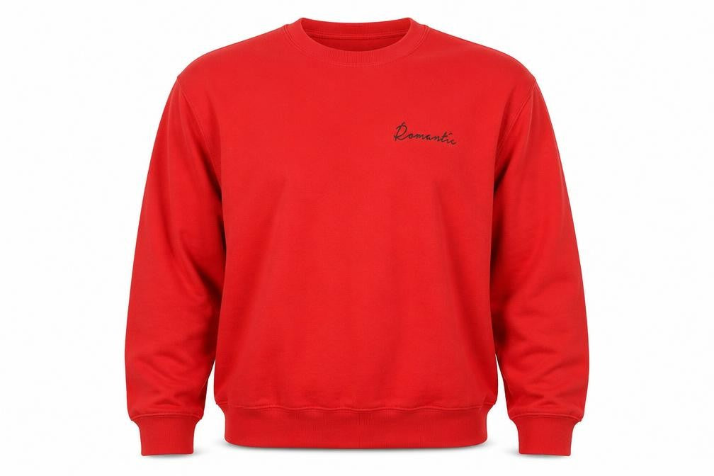 Front view of Topman Men's Red Romantic Graphic Sweatshirt XL