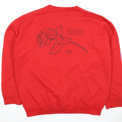 Topman Men's Red Romantic Graphic Sweatshirt XL