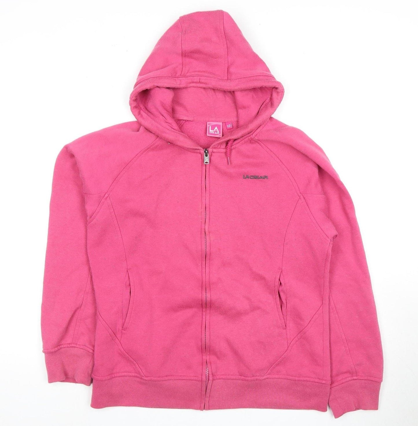LA Gear Women's Pink Full Zip Hoodie M - Stylish and Comfortable