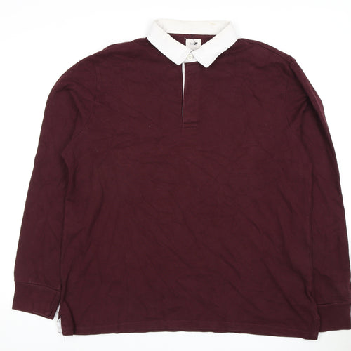 Marks and Spencer Men's XL Red Polo Long Sleeve