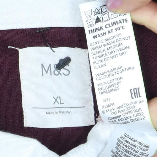 Marks and Spencer Men's XL Red Polo Long Sleeve