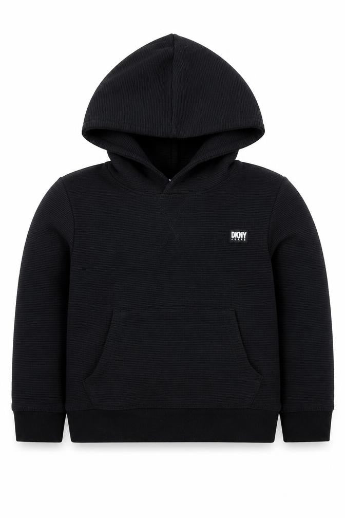 DKNY Boys Black Pullover Hoodie, Size 4 Years, Casual Wear