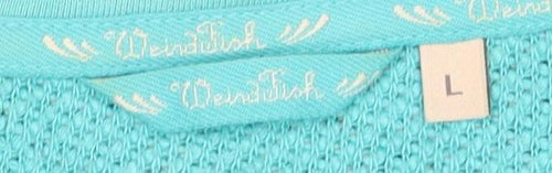 Women's Weird Fish Blue Knit Pullover Sweatshirt High Neck