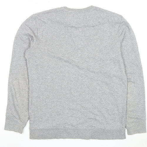 Bershka Men's Grey Marine Quote Graphic Sweatshirt M