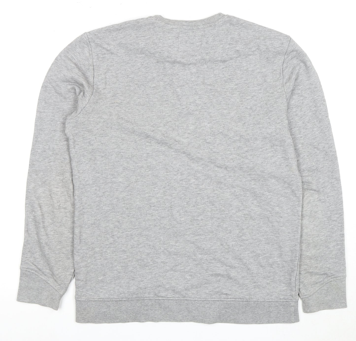 Bershka Men's Grey Marine Quote Graphic Sweatshirt M