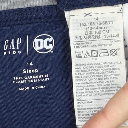 Gap Boys Blue Grey Batman DC Pyjama Top 14 Years