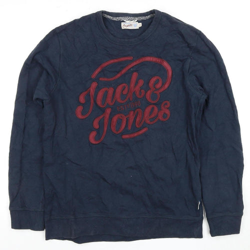 Jack & Jones Men's Blue Crew Neck Logo Sweatshirt M