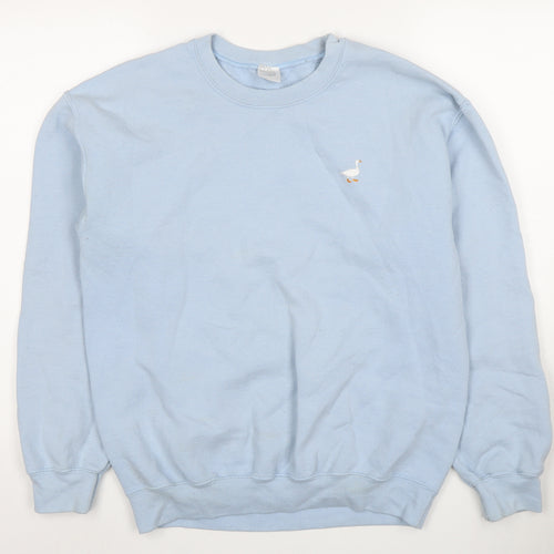 G&G Medium Blue Cotton Pullover Sweatshirt for Unisex Adults