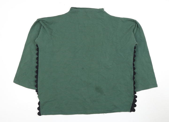Women's Green Mock Neck 3/4 Sleeve T-Shirt