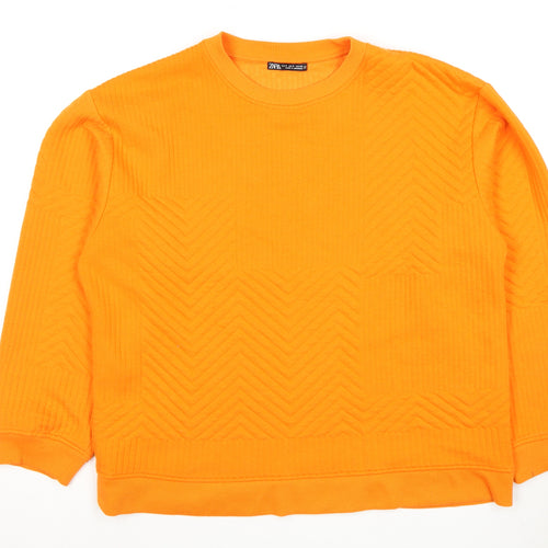Zara Women’s Orange Geometric Pullover Sweatshirt Size S