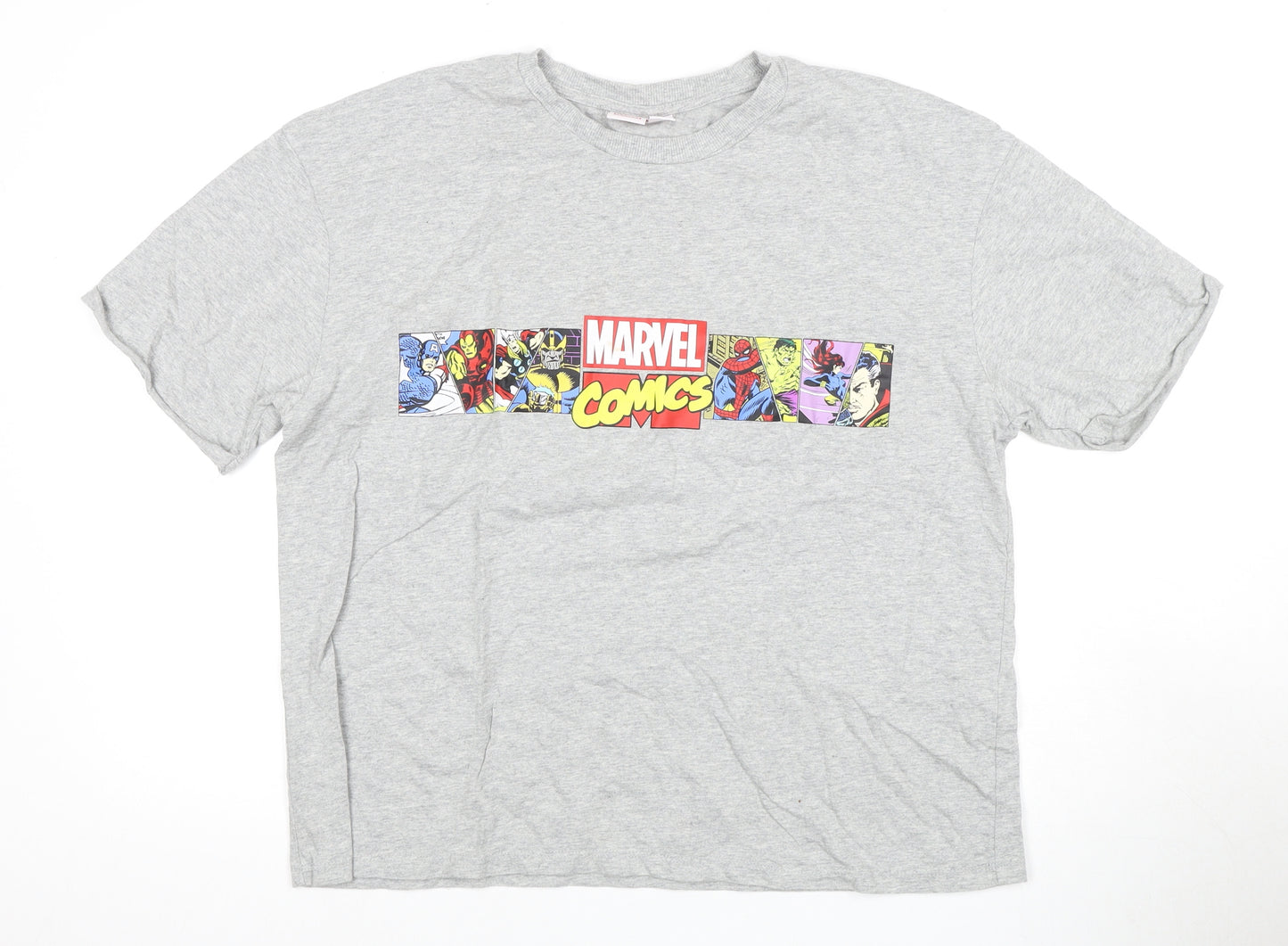 Marvel Unisex Grey Comic Print T-Shirt L Casual
