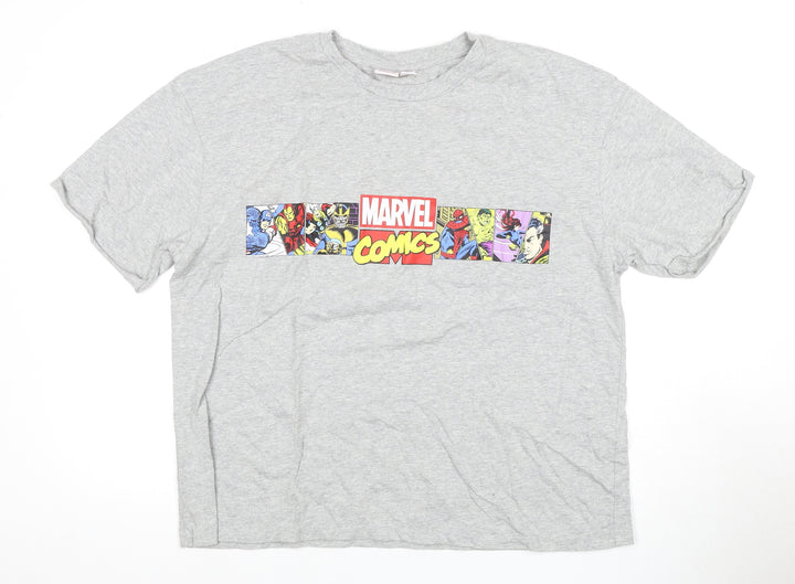 Marvel Unisex Grey Comic Print T-Shirt L Casual