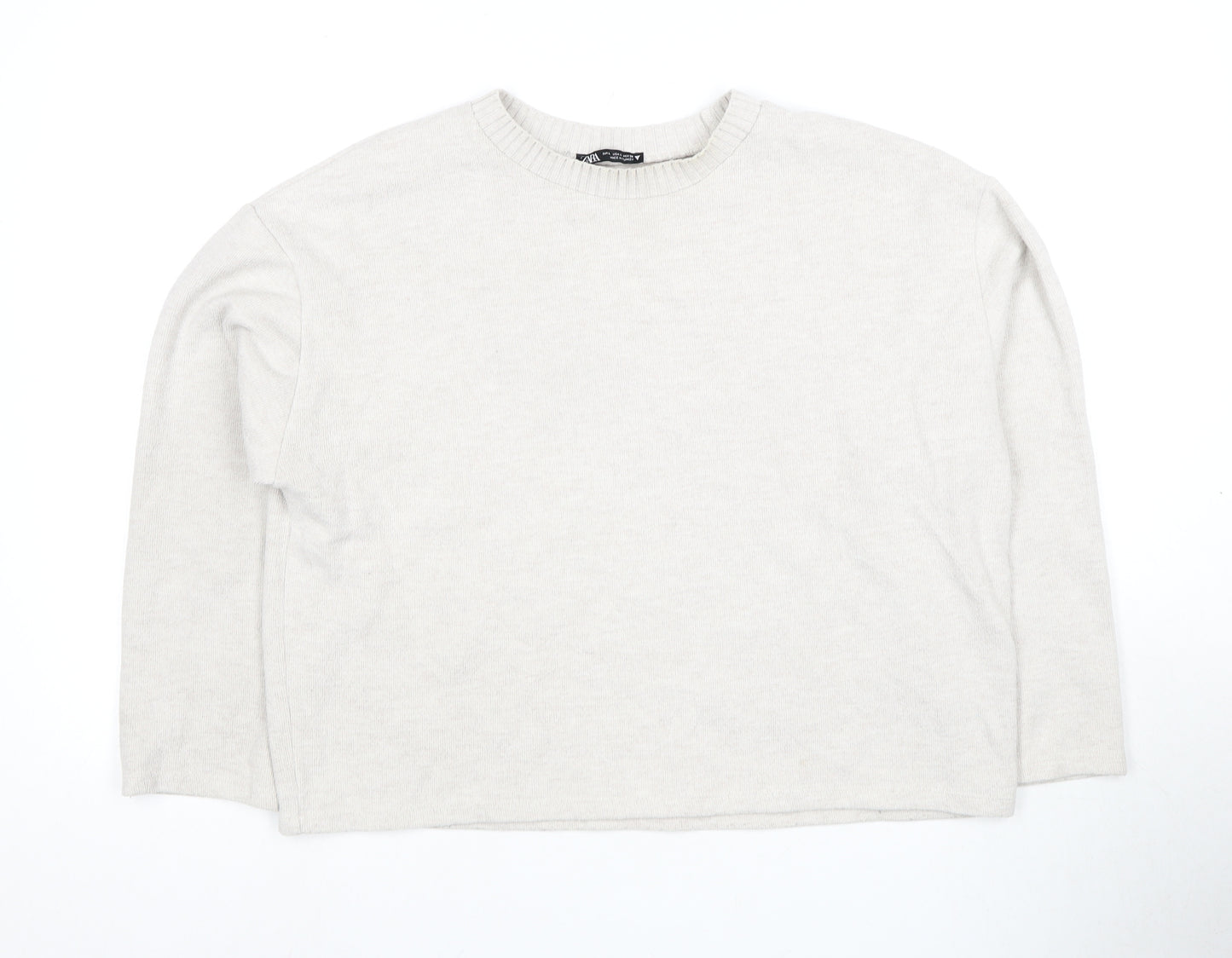 Zara Women's Ivory Pullover Sweatshirt Large