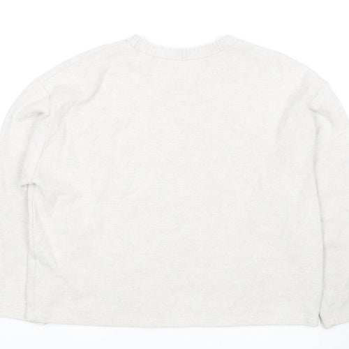 Zara Women's Ivory Pullover Sweatshirt Large