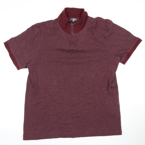 Jaeger Men's Red 1/4 Zip Polo Shirt - Size L