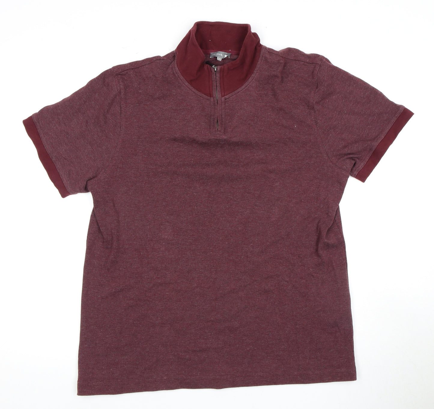 Jaeger Men's Red 1/4 Zip Polo Shirt - Size L