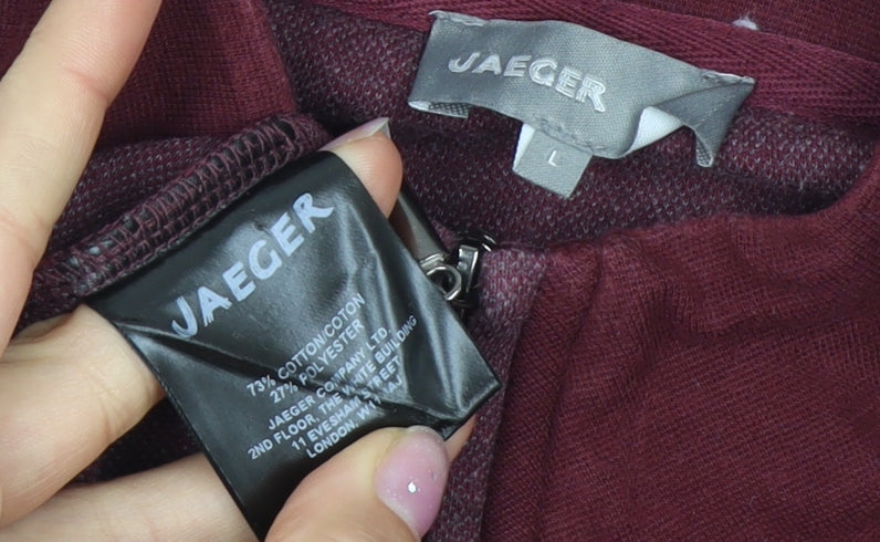 Jaeger Men's Red 1/4 Zip Polo Shirt - Size L