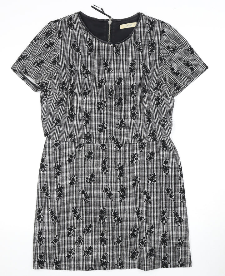 Oasis Women's Black & White Check Shift Dress M