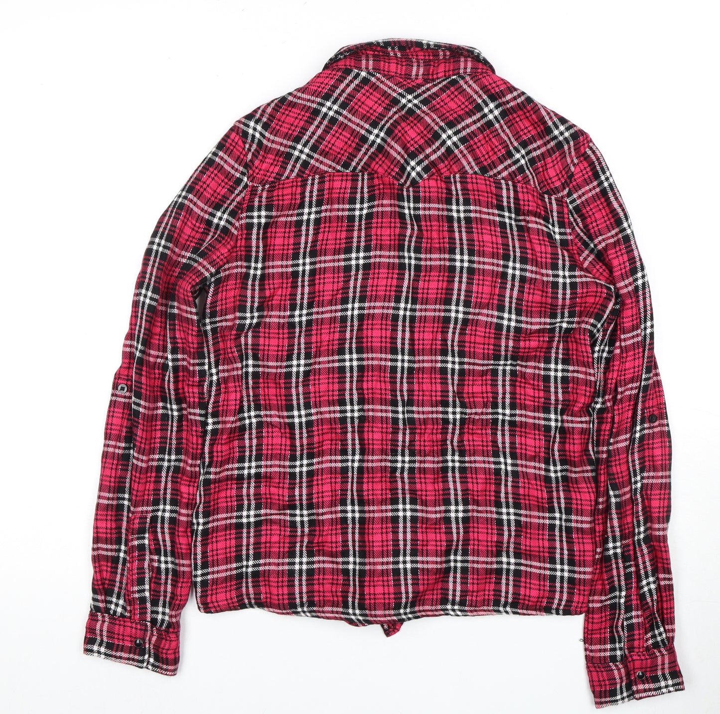 Guess Women's Red Plaid Button-Up Shirt Size 16