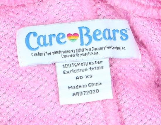 Care Bears Women's Pink Fleece Jumpsuit XS Hooded