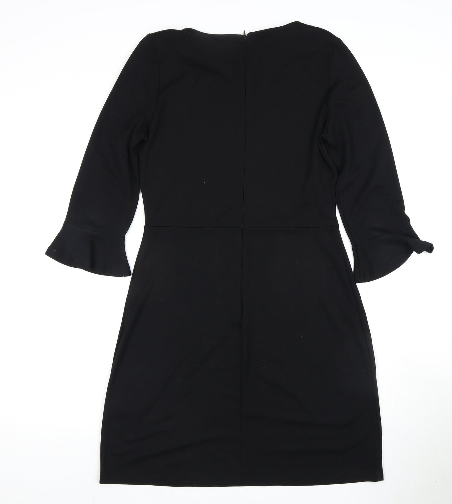 Oasis Women's Black Dress M, 3/4 Sleeve, Round Neck