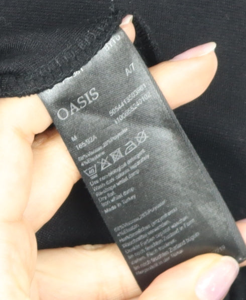 Oasis Women's Black Dress M, 3/4 Sleeve, Round Neck