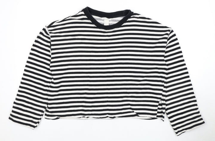 H&M Women's Black White Striped T-Shirt, S