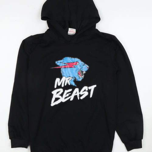 Foanja Boys Black Pullover Hoodie, 12-13 Years, Graphic Print