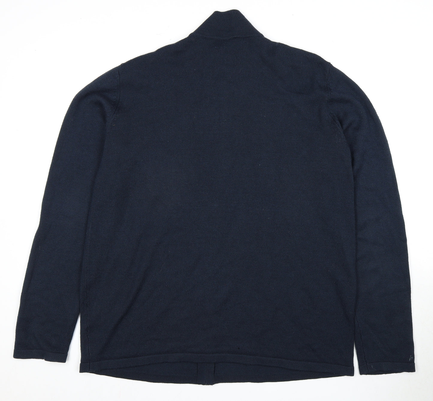 Jaeger Men's Blue XL Full Zip Wool Jumper