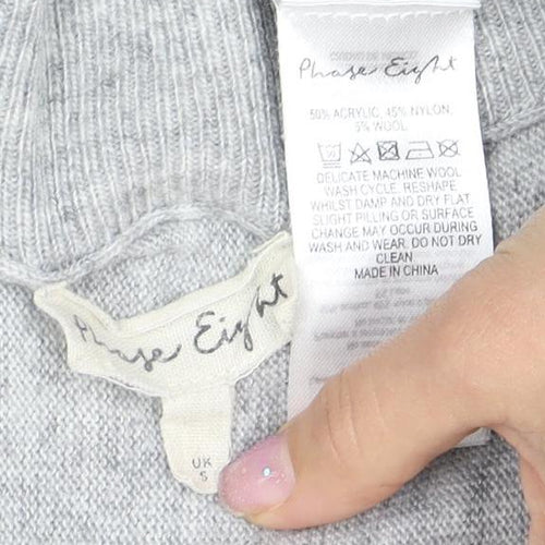 Phase Eight Women's Grey Cape Jumper, S, V-Neck, Relaxed