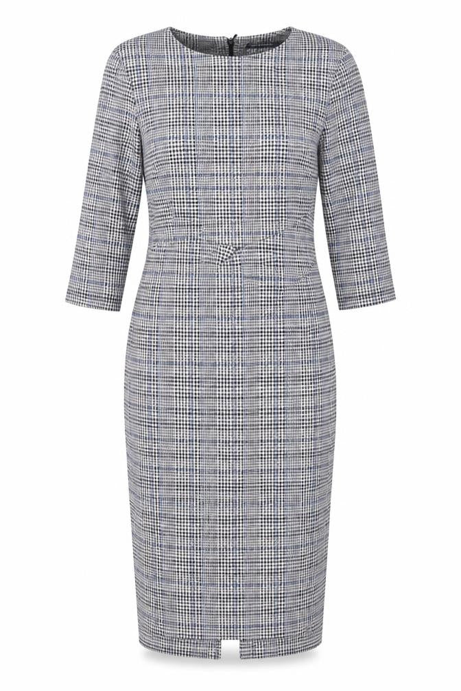 Front view of Marks & Spencer Women's Grey Check Pencil Dress, size 12