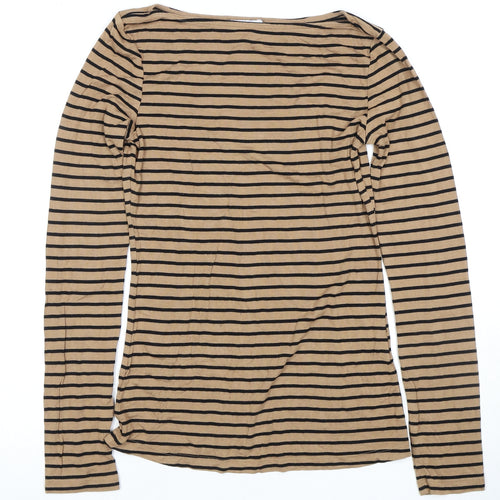 Warehouse Womens Beige Striped Regular Fit Jersey T-Shirt