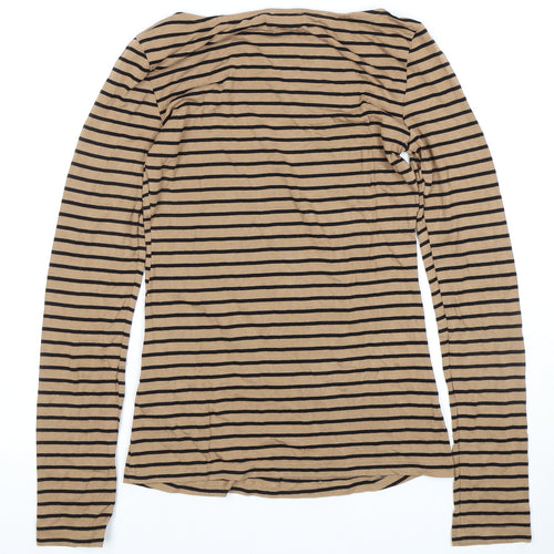 Warehouse Womens Beige Striped Regular Fit Jersey T-Shirt