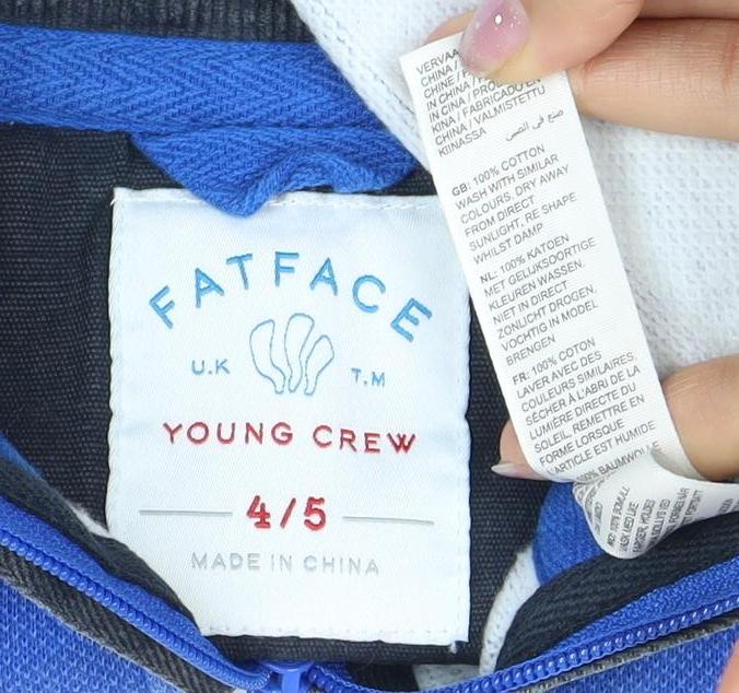 FatFace Boys Blue and Black Pullover 4-5 Years