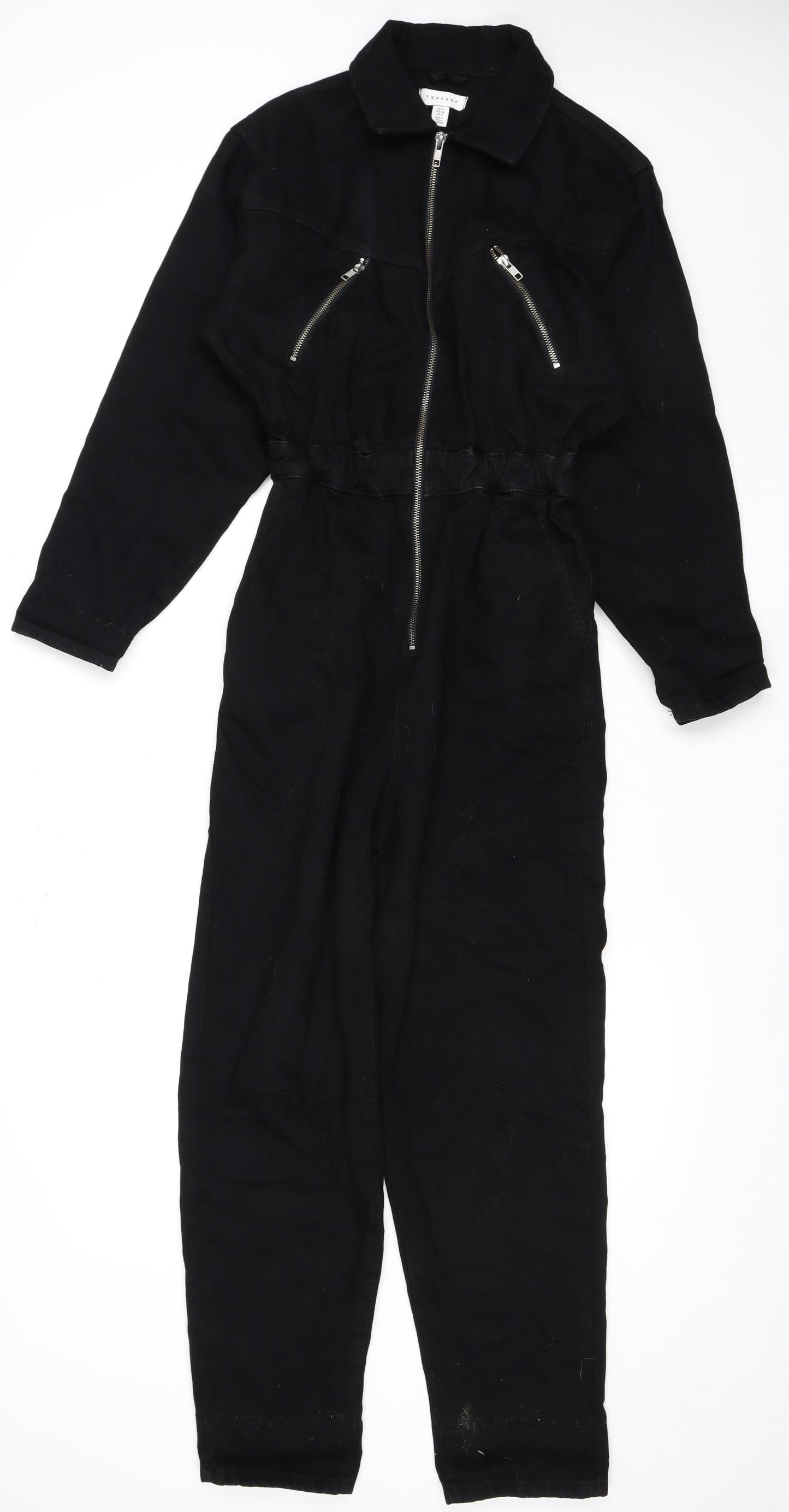 Topshop Black Women's S Cotton Coverall Jumpsuit