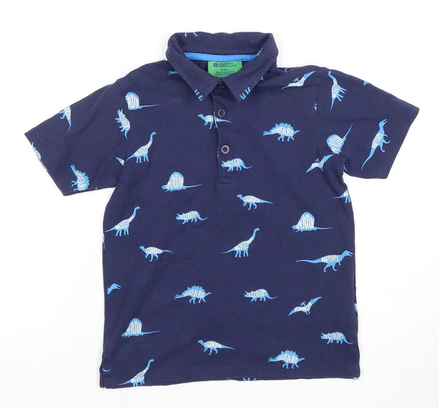 Mountain Warehouse Boys Blue Dinosaur Polo T-Shirt, 5-6 Years