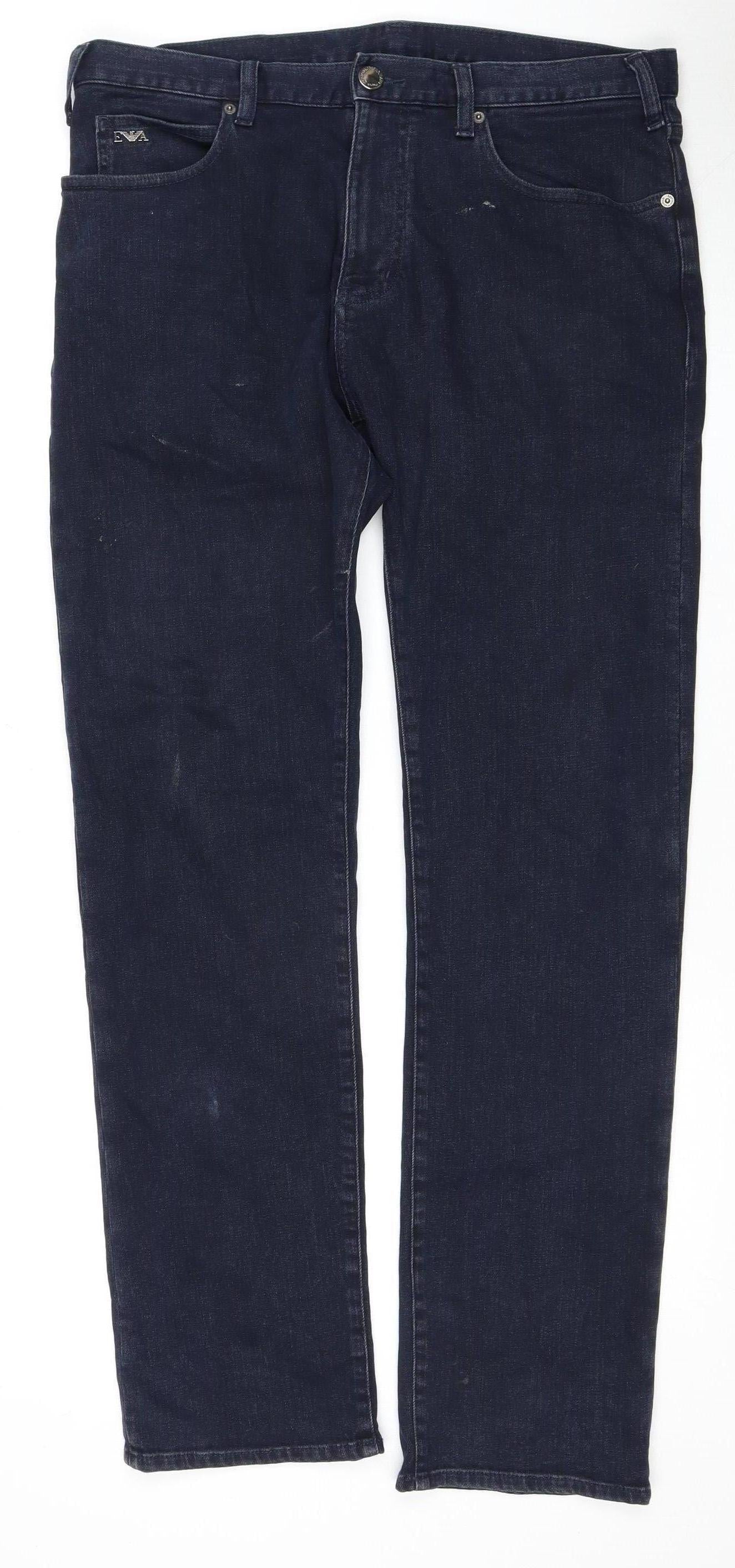 Emporio Armani Men's Blue Straight Jeans, 34W 32L