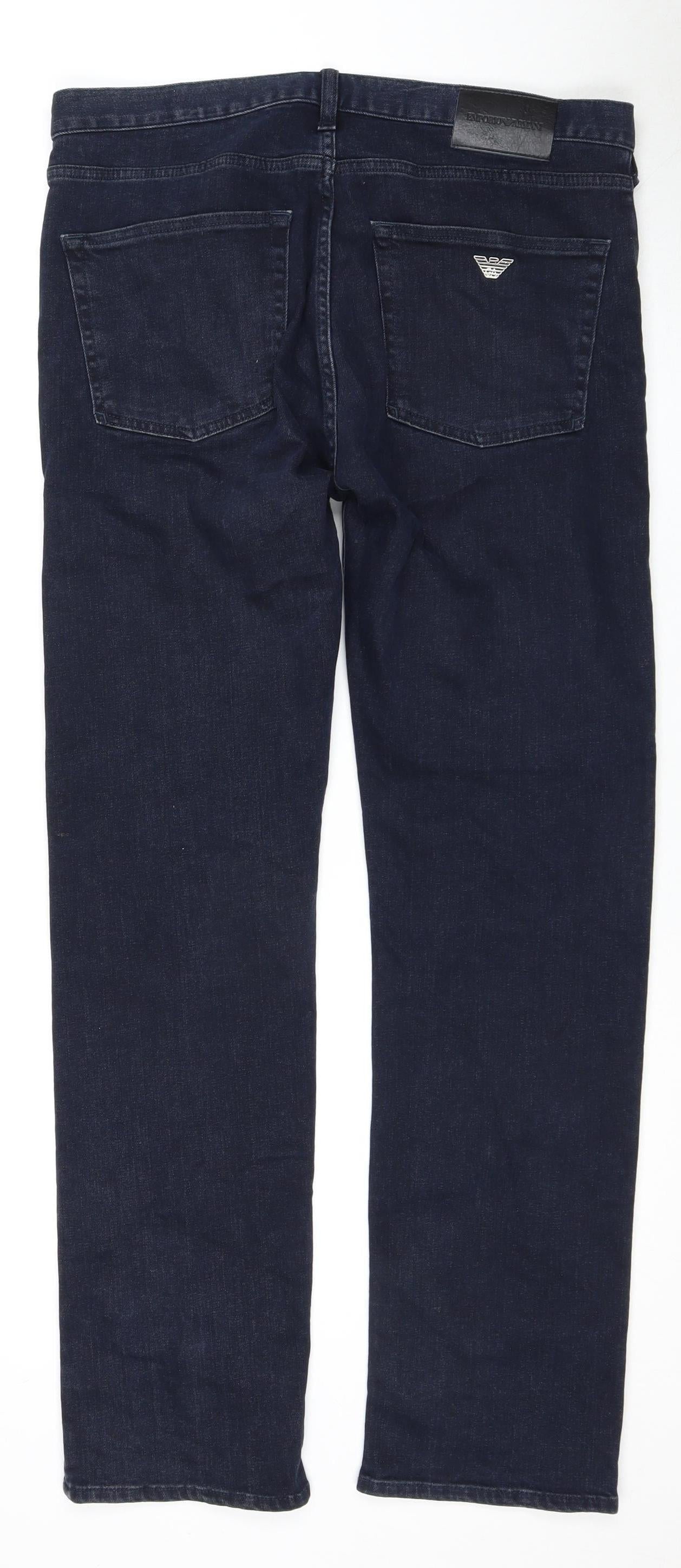 Emporio Armani Men's Blue Straight Jeans, 34W 32L