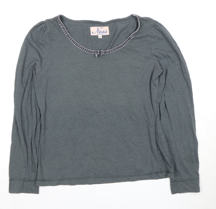 Ness Women's Grey Long Sleeve Basic T-Shirt, Size S