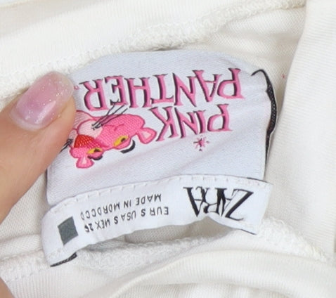 Zara Unisex White Pink Panther Graphic T-Shirt Size 14