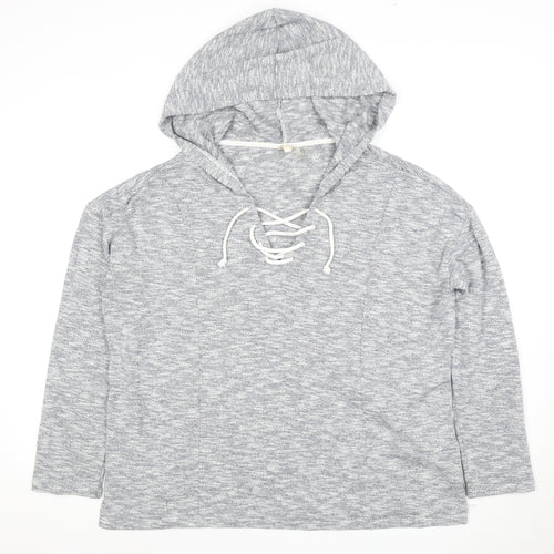 Roxy Women's Grey Pullover Hoodie, Size 12, Lace-Up